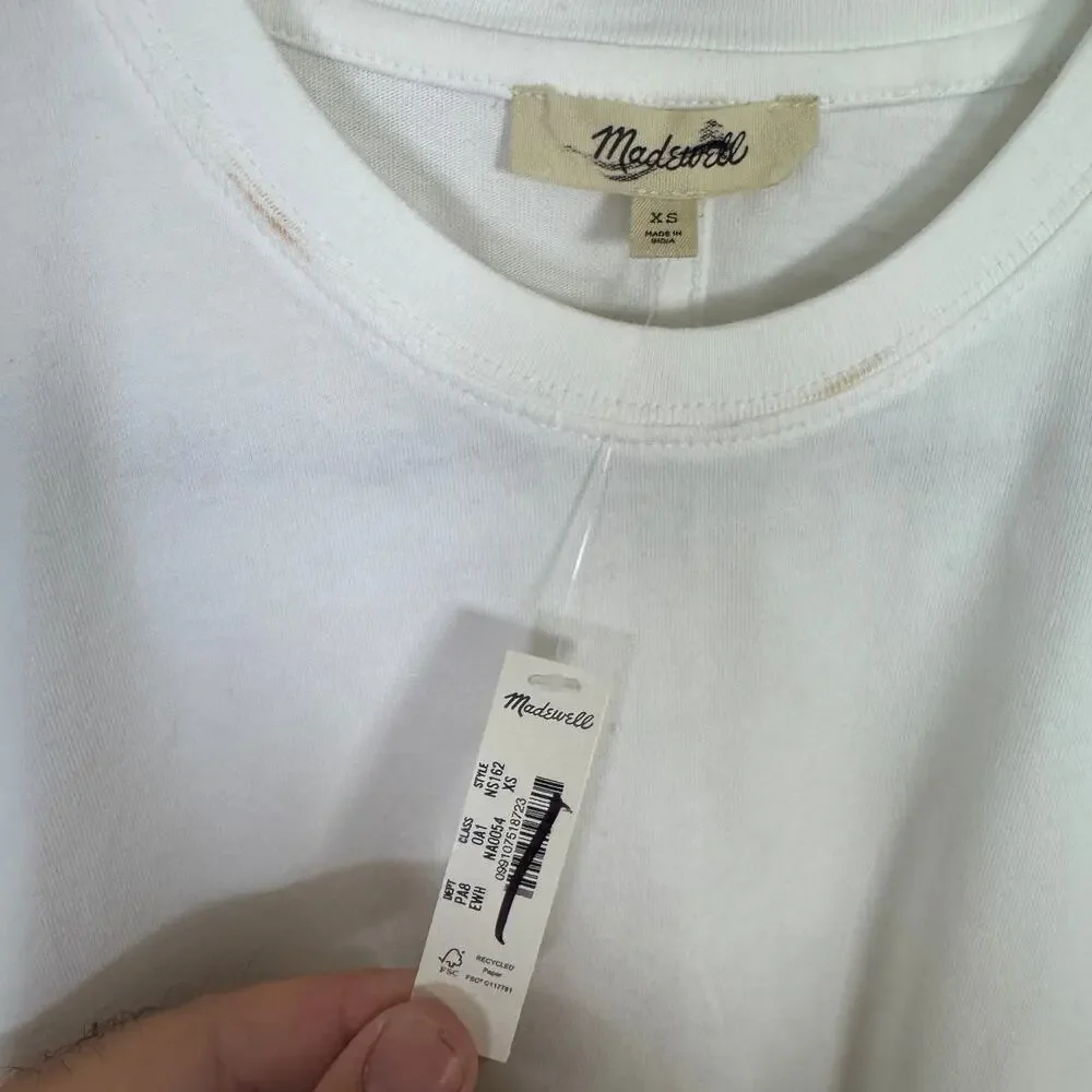 Madewell Cotton Relaxed Oversize Tee WMNS XS White Short Sleeve Crewneck Slouchy